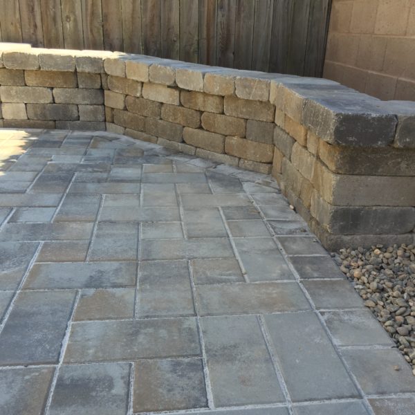 Paver Patio, Roman Stone Seating Walls, Roman Stone Water Feature ...